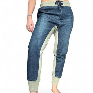 James Perse Denim Mixed media jogger pants sage green and blue size 2 small